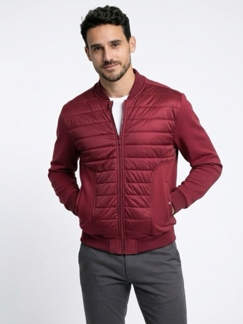 Zara Men's Burgundy Puffer Jacket